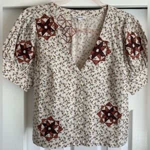 Madewell patchwork cropped blouse